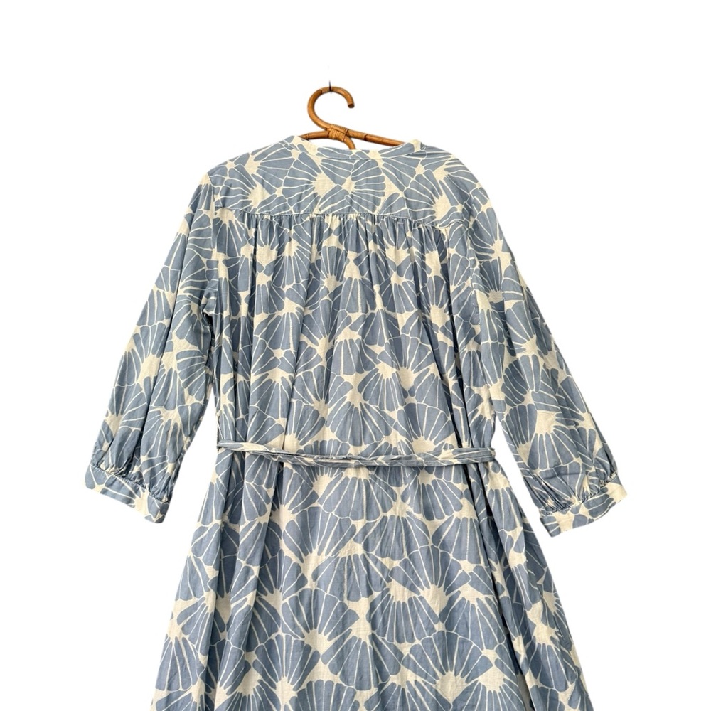 H&M‎ | Tie Waist Balloon Sleeve Midi Dress Button Front Size M - Picture 7 of 10